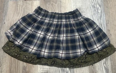 Abercrombie & Fitch 格子花卉分层迷你裙女式中号 Y2K 2000s — 第 1/4 张图片