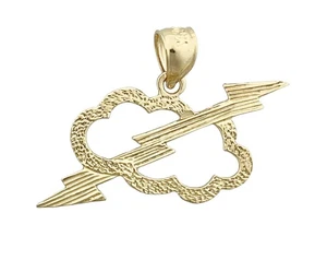14K Gold Thunderbolt with Cloud Pendant - Picture 1 of 6