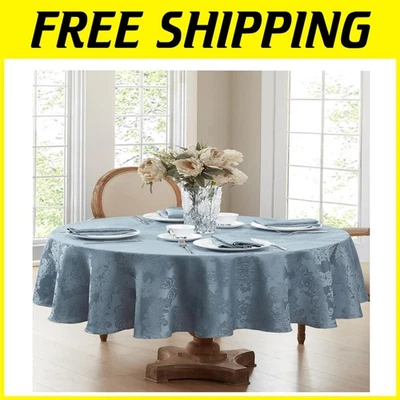 Luxury 100% Polyester Tablecloth, Blue Oval 60" x 102" - Stain Resistant Finish - Image 1 of 4
