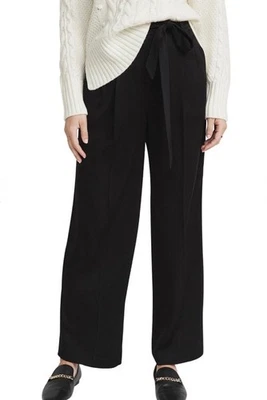 WITCHERY Size 14 Black Silky Wide Leg PANTS Pockets *No Belt* - image 1 of 4