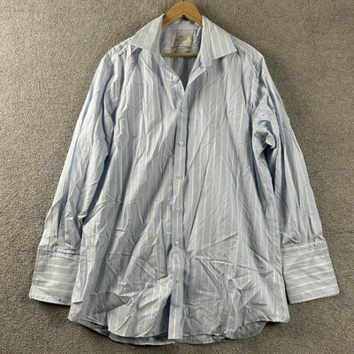 Hawes & Curtis Shirt Mens Size 34/17 Classic Fit Blue White Stripe French Cuff - Image 1 of 4