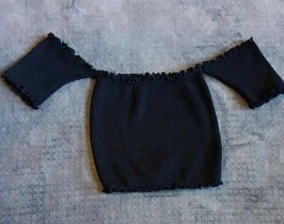 Top tubo manga corta negro lechera, top ajustado gótico sureño recortado XSCrop Top  Foto 1 de 4