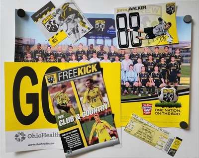 Lote de recuerdos de Columbus Crew raro 1/1 Walker autógrafo, póster 2006, horarios Foto 1 de 4