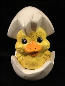 CAJA DE MÚSICA DE PATO Y HUEVO DE CERÁMICA DE PASCUA VINTAGE JUEGO DE 2 PIEZAS HECHO A MANO - Imagen 1 de 10