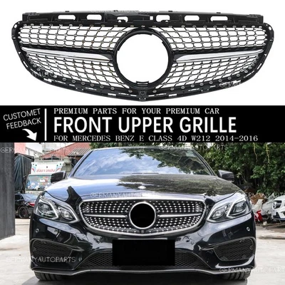 Chrome Black Bumper Grille For Mercedes Benz E-Class W212 2014-16 E250 E350 E400 Foto 1 de 4