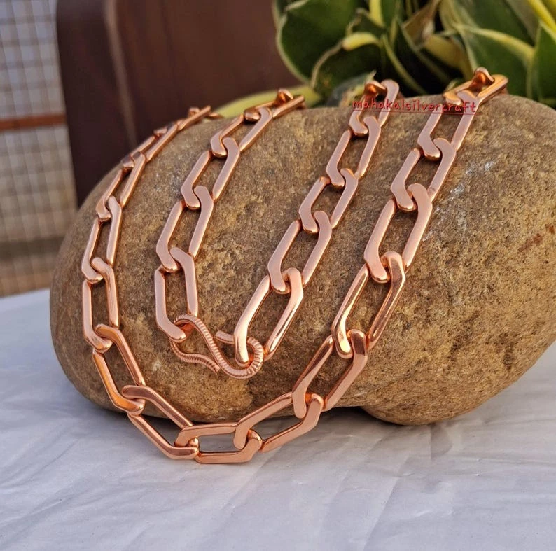 Cadena de cobre puro collar de cadena cubana de cobre macizo cadena hecha a mano cadena ADJ Foto 1 de 4