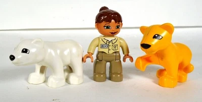Lego Duplo Baby Zoo Keeper Minifigura León y Oso Polar Cachorro Foto 1 de 3