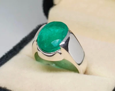 Natural Emerald Ring, Indian Beryl 925 Sterling Silver Real Emerald Rings - Image 1 of 4