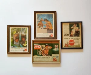 4 anuncios enmarcados vintage de Coca Cola publicidad decoración coleccionable de 1934 1962 - Imagen 1 de 7