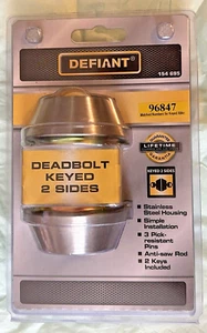 Defiant Deadbolt Keyed Both Sides Stainless Steel Housing 154 695 - Picture 1 of 2