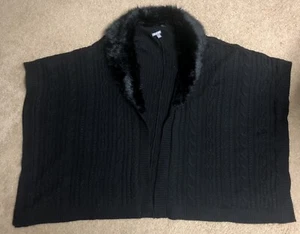 Womens Size 12/16 Jessica London Womens Black Sweater Faux Fur Trimmed - Picture 1 of 4