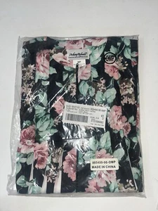 NEW Anthony Richards House Dress Petite Medium Black Pink Floral Stripe Mumu VTG - Picture 1 of 3