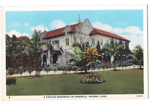 A PRIVATE RESIDENCE In CORONELA Havana CUBA Postcard WB Cuban N'tl Tourist Comm - Picture 1 of 2