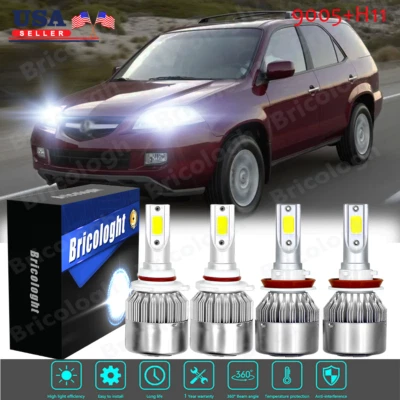 Para Acura MDX 2004 - 2006 - 4x Kit de faros LED haz alto y bajo 6000K bombillas Foto 1 de 4