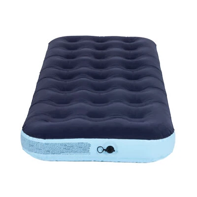 Single Flocked Airbed Inflatable Camping Mattress Blow Pump Up Air Bed Camping - Image 1 of 4