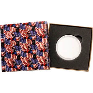 SilverTowne Kraft Gift Box with American Flag Box Sleeve and 39mm Capsule - Picture 1 of 3