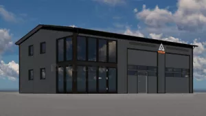 DELTACON Stahlhalle Büro Werkstatt 10 x 15 x LH 5/ FH 6 m isoliert + neu - Bild 1 von 4