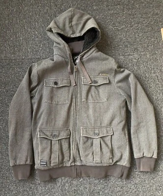 QUIKSILVER Hoodie Jacket Mens Medium Full Zip Fleece Front Pockets Brown Heavy Foto 1 de 4