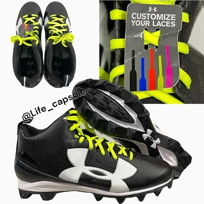 Size 13 Under Armour Crusher RM Black Football Cleats Multi Color Laces Custom - Image 1 of 4