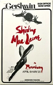 "PÓSTER ORIGINAL DE TARJETA DE VENTANA SHIRLEY MACLAINE ON BROADWAY ~ TEATRO GERSHWIN" - Imagen 1 de 2