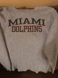 Reebok Miami Dolphins Youth 10-12. Gray Thermal Long Sleeve Shirt Good Condition - Picture 1 of 12