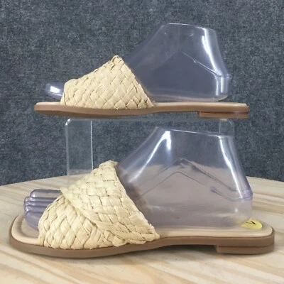 Nine West Sandals Womens 7 M Slide Slip On Flats Strap Comfort Woven Beige - Image 1 of 4
