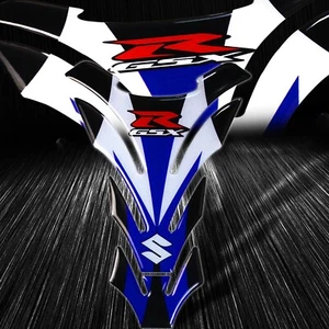 3D Gel Vinyl Fuel/Gas Tank Pad Bike Protector Reflective Suzuki& GSXR White/Blue - Picture 1 of 4