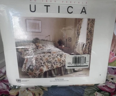 🌷 Vtg Utica Floral Quaker Hill Multi King FLAT New~Sealed USA COTTAGE CHIC - Image 1 of 4