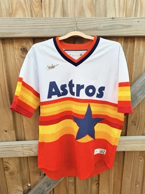 Camiseta deportiva a rayas Nike Houston Astros Nolan Ryan Cooperstown Collection talla grande Foto 1 de 4
