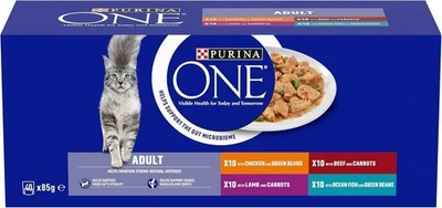 PURINA ONE Adult Cat Food Mini Fillets in Gravy 40 x 85g Wet Cat Pouches