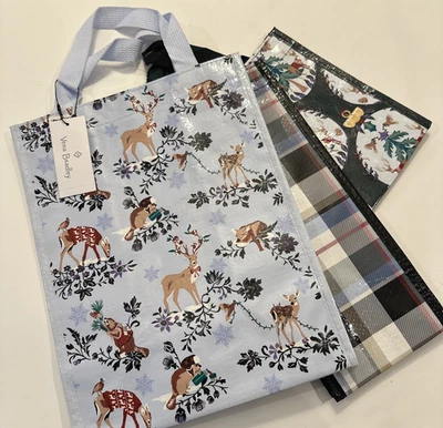 NWT Vera Bradley 3 Pc Market Tote Set Merry Mischief Snow Day Reusable Bag Gift - Image 1 of 4