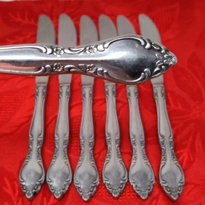 8x Cuchillos de Mantequilla Imperial International FLORELLE Acero Inoxidable SS BK De Colección Cuchillo de Cena Foto 1 de 4