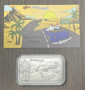 Reckless Metals Funny Thunder Chicken Beach Day 1 Oz .999 Silver ANTIQUE Art Bar - Picture 1 of 6