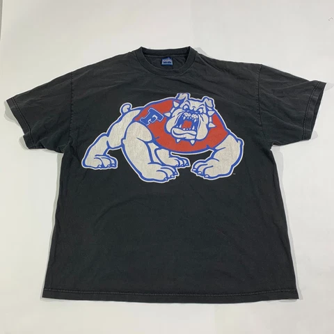 Vintage Fresno State Bulldogs Shirt Men XL Black Champs Football Graphic T-Shirt Cover