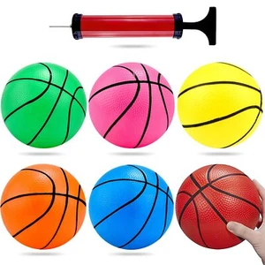 6 Pack 5 Inch Mini Colorful Basketballs with Pump for Toddlers Kids Pools - Picture 1 of 6