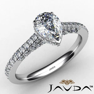 Pear Diamond Engagement Pave Ring GIA Certified H Color & VS2 clarity 1.06 ctw - Picture 1 of 33