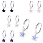 Kids Earrings 2 Creoles 925 Silver Zirconia Crystal Star Girls Gift