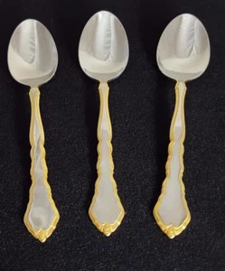 Oneida Golden Royal Chippendale Grupo de 3 cucharaditas Comunitarias Acero Inoxidable - Imagen 1 de 5
