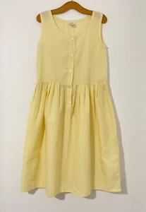 Fenner womens dress yellow white stripe sleeveless A-line button vintage size 16 - Picture 1 of 11