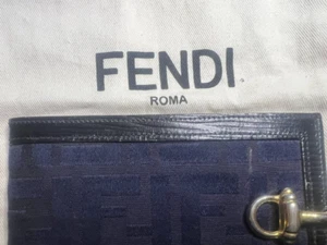 FENDI Cartera Hombre Tejido Zucca Azul Interior Piel Con Gancho Vintage - Imagen 1 de 14