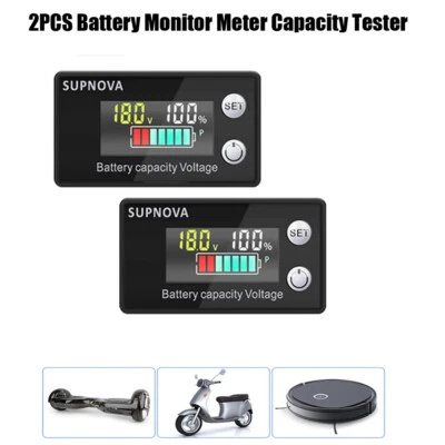 2Pcs SUPNOVA Battery Monitor 12 24 36 48 60 72v Car Golf cart Battery Indicator