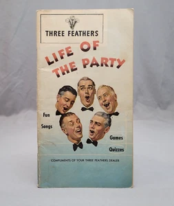 Three Feathers Whiskey Life Of The Party Vintage Fun Songs Games Quizzes Booklet - Picture 1 of 12