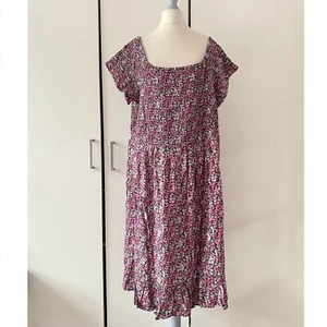 Yours Shirred Bardot Mini Dress Size 24 Short Sleeve Viscose Floral - Picture 1 of 10