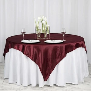 72 inches Square SATIN TABLE OVERLAYS Wedding Catering Event Dinner Decorations - Picture 1 of 244