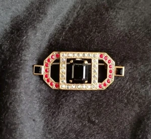 Retro 1940's Cut Glass Rhinestone Vintage Brooch Geometric Gold Tone Unsigned - Picture 1 of 4