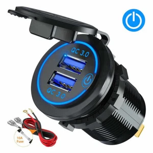36W LED QC 3.0 Fast Car Charger Socket Power Outlet Dual USB For Boat Marine RV - Picture 1 of 38