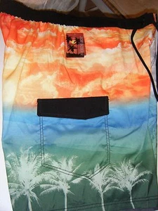 MENS JOE BOXER ORANGE BLACK WHITE NWT UNLINED BOARD SHORTS - Picture 1 of 2