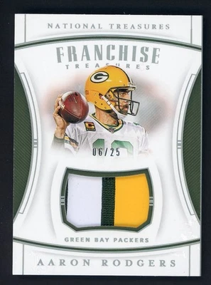 National Treasures Franchise Aaron Rodgers 2019 6/25 3 colores Patch Packers Foto 1 de 2