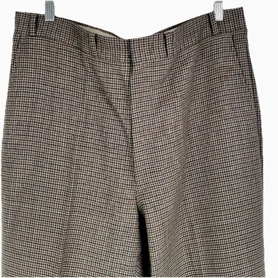 Vintage JAYMAR 100%  Wool Mens Pants 36 x 29 Brown Blue Houndstooth Check READ - Image 1 of 4