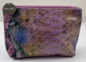 Avon Mark lila mehrfarbig Kunstleder Schlangenleder Make-up Reisetasche klein - Bild 1 von 6